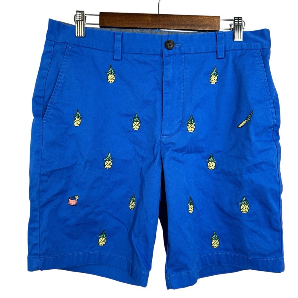 VINEYARD VINES Shorts Mens Blue Pineapples Chino Flat Front Casual Adult 32